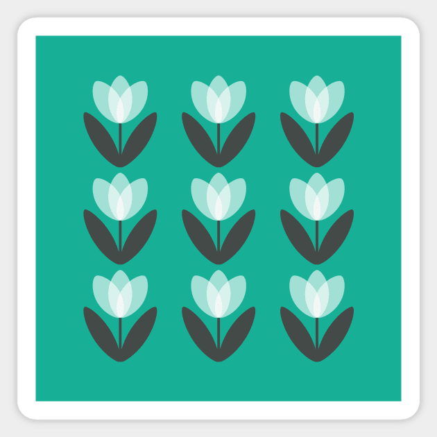 Tulip Field in Teal Green by Suzie London Sticker by SuzieLondon